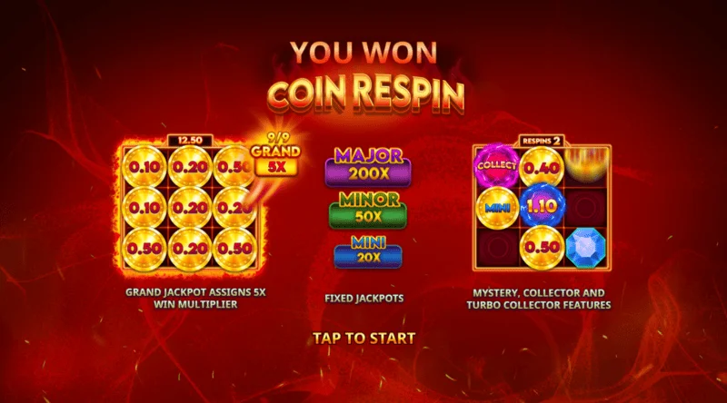 Blazing Coins Deluxe mønt re-spin