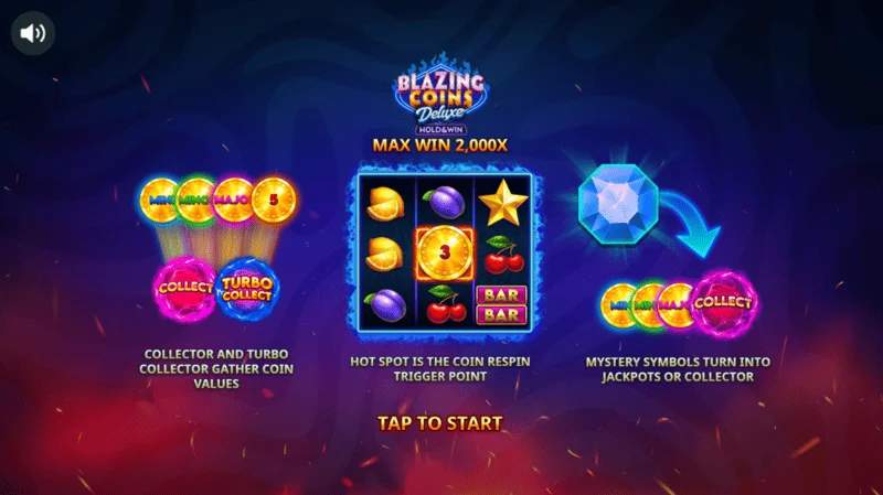 Blazing Coins Deluxe hovedmenu